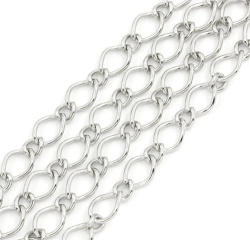 Chain - Silver Tone - Figaro Link Curb - 10x7mm - 6x5mm - Sold Per Pack Of 1 Meter