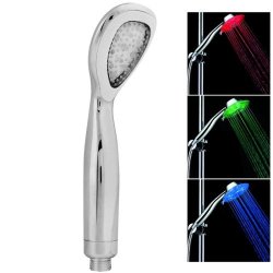 Temperature Detectable 3-color Green Blue Red Led Shower Head No Battery S-r12