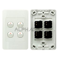 Light Wall Switch - 4 Lever Plastic
