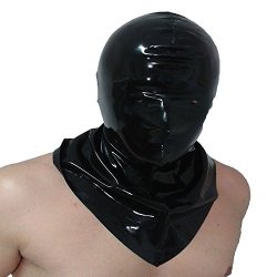 Brand New Black Latex Rubber Gummi Hangmans Hood Mask Hot One Size