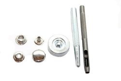 10 X 15MM Silver Press Studs & Hand Fixing Tool & Punch By Trimming Shop London Ltd