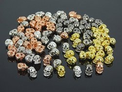 JENNYSUN2010 Side Drilled Metal Skull Bracelet Necklace Earring Craft Connector Charm Beads Randomly Mixed 100PCS Per Bag For Bracelet Necklace Earrings Jewelry Making Crafts Design