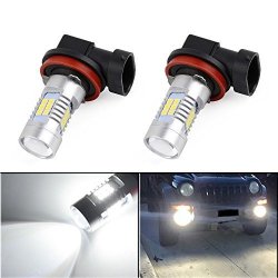 Yitamotor Fog Lights LED Bulbs 1200 Lumens Extremely Bright Xenon White 21 Smd 9006 LED Bulbs Daytime Running Lights With Projector