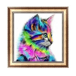 Delight Eshop Diy 5D Diamond Embroidery Colorful Cat Painting Mosaic Cross Stitch Home Decor