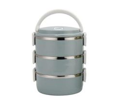 3 Layers Insulated Stainle Steel Lunch Box Food Container With Lock Clip - Blue