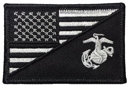 Papapatch Usmc United States Marine Corps Ega American Usa Flag Sew On Iron On Embroidered Applique Patch - Black & White Iron-usmc usa-bkwh