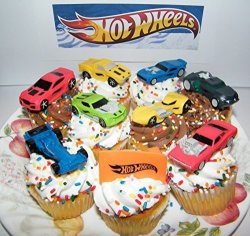Hot Wheels Race Car Sports Car High Tech Car Toy Figure Birthday Cake Toppers Cupcake Party Favor Decorations Set Of 9