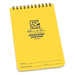 Rite In The Rain All-weather Worksite Top-spiral Notebook 4" X 6" Yellow Cover Job Hazard Log Pattern No. 1504