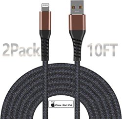 Apple Mfi Certified 2PACK Iphone Charger 10 Ft Lightning Cable Extra Long 10FOOT Charger Cable Fast Iphone USB Cord For Iphone 11 11PRO 11MAX X xs xr xs MAX 8 7 6 5S SE IPAD