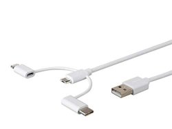 Monoprice USB To Micro USB USB Type-c Lightning Charge & Sync Cable - Apple Mfi Certified - 3 Feet - White