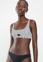 Cotton On Cut Out Crop Bikini Top - Black & White Stripes