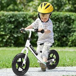12" White Kids Balance Bike Children Boys & Girls With Brakes And Bell Exercise