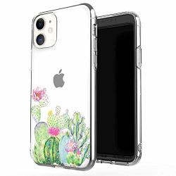 Jaholan Iphone 11 Case Clear Cute Design Flexible Bumper Tpu Soft Rubber Silicone Cover Phone Case For Iphone 11 Xi 6.1" 2019 - Girl Floral Cactus Light Green