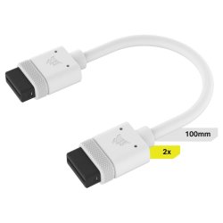 Corsair Icue Link Cable 2X 100MM With Straight Connectors White
