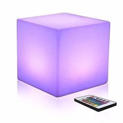 Paddia 16-INCH Chargeable Colour Changing LED Mood Light Cube Stool With Remote Control 16 Rgb Colour And 4 Brightness Mood Lamp Waterproof Indoor outdoor Bedroom