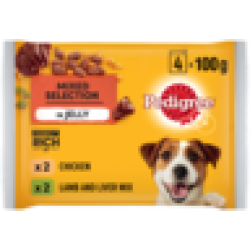 Mixed Selection Chicken Lamb & Liver Mix In Jelly Dog Food Pouch 4 X 100G