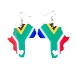 Africa Map Earrings - South African Flag - Inspired