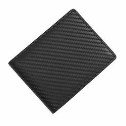 V Sss Mart Bi Fold Genuine Leather Carbon Fiber Wallet Rfid Blocking Coin Pocket Gift Box