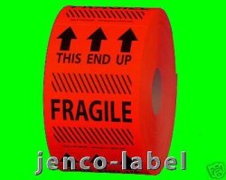 Jenco-label HF2302R 500 2X3 This End Up Fragile Label sticker