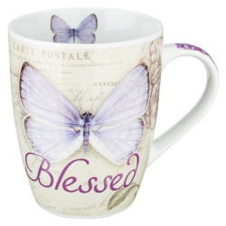 Botanic Butterfly Blessings Purple Blessed Mug Jeremiah 17:7