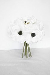 Sweet Home Deco 10 Blooming Peony And Anemone Silk Artificial Wedding Bridal Bouquet Home Flower No Pot Included White