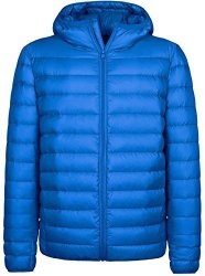 Wantdo Men's Hooded Packable Light Weight Down Jacket Large Sapphire Blue