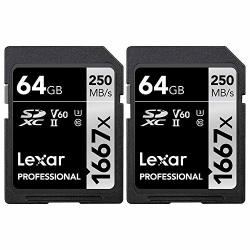 Lexar Professional Sdhc sdxc 1667X Uhs-ii 64GB Memory Card 2 Pack LSD64GCBNA1667