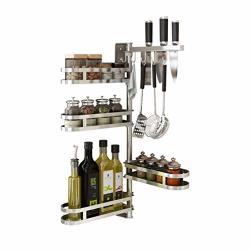 Rotating Spice-rack Shelf Kitchen Corner-organizer 4 Tiers With Utensil Hooks
