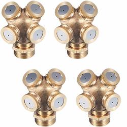 Hestya 4 Pack 4 Holes Brass Misting Nozzles Brass Spray Nozzles For Garden Irrigation Sprinklers Outdoor Cooling Systems 1 4 Inch