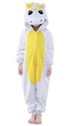 Newcosplay Homewear Childrens Unicorn Pajamas Sleeping Wear Animal Onesies Cosplay Costume 105 Yellow Unicorn
