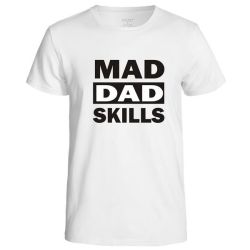 Mad Dad Skills White Mens T-Shirt Size 2XL
