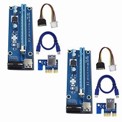 Yifeng 2-PACK Pci-e PCI Express Ver 006 16X To 1X Powered Riser Adapter Card W 60CM USB 3.0 Extension Cable & 4-PIN Molex To