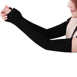 Lerben Women's Cashmere Warm Fingerless Gloves Winter Long Arm Warmer