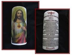 Hand Painted 3D Glitter Enhanced Sacred Heart Of Jesus 12 Promises - 10CM Wide X 25CM Tall