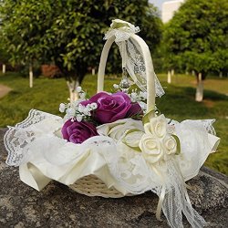 Deals On 12 Flower Girl Baskets The Fabric Lace Decoration Cute