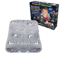 Glow In The Dark Star Moon Comfort Blanket Gift Kids Soft Fleece Throw