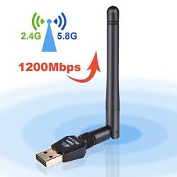 Wireless USB Wifi Adapter 1200MBPS Dual Band 867M 5.8G+300M 2.4G Antenna Network Lan Card USB Wifi Network Dongle Adapter Support Windows 10 8 7 XP MAC Osx Linux