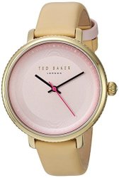 Ted Baker Women's 'isla' Quartz Stainless Steel And Leather Dress Watch Color:beige Model: 10031530
