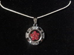Red Sterling Silver Pendant & 56cm Snake Chain