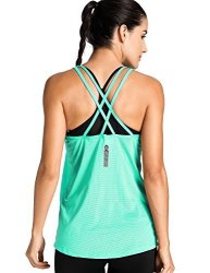 Meliwoo Women's Activewear Cool Mesh Workout Tank Tops With Cross Back Green S