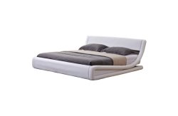 Hazlo Gabriela Modern Curve Style Faux Leather Bed Base - White Size: King