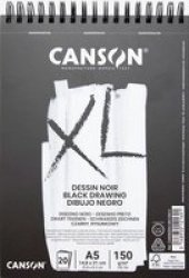 Canon Canson A5 XL Dessin Noir Spiral Black Drawing Pad - 150GSM 20 Sheets
