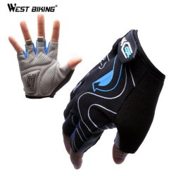 Cycling Half Finger Cycling Gloves Nylon Mountain Bikes Gloves Breathable Sport ... - Black Blue L