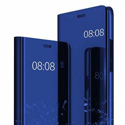 9-EVEI Samsung Galaxy J4 2018 Mirror Case Metal Flip Stand Phone Cover Full Protective Case. Samsung Galaxy J4 2018 Blue