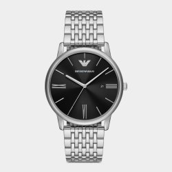 Emporio Armani Black Dial Stainless Steel Bracelet Watch