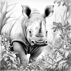 Icolor Large Colouring Poster Fine Art African Rhino