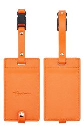 Travelambo Synethic Leather Luggage Tags & Bag Tags 2 Pieces Set In 8 Colors Orange