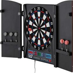 Fat Cat Electronx Electronic Dartboard Built In Cabinet Solo Play With Cyber Player Dual Screen Scoreboard Display Extended Catch Ring For Missed Darts Classic