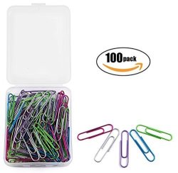 Tupalizy 100PCS Multi-colored Vinyl-coated Metal Bookmark Memo Note Paper Clips Clamps For File Document Organizing And Home Office School Supplies 50MM 2 Inch Random Color