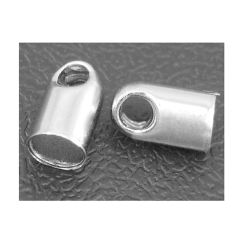 10 Cord Ends Brass Silver Color About 1.6MM Inner Diameter 2.1MM Outer Diameter 4.5MM Long